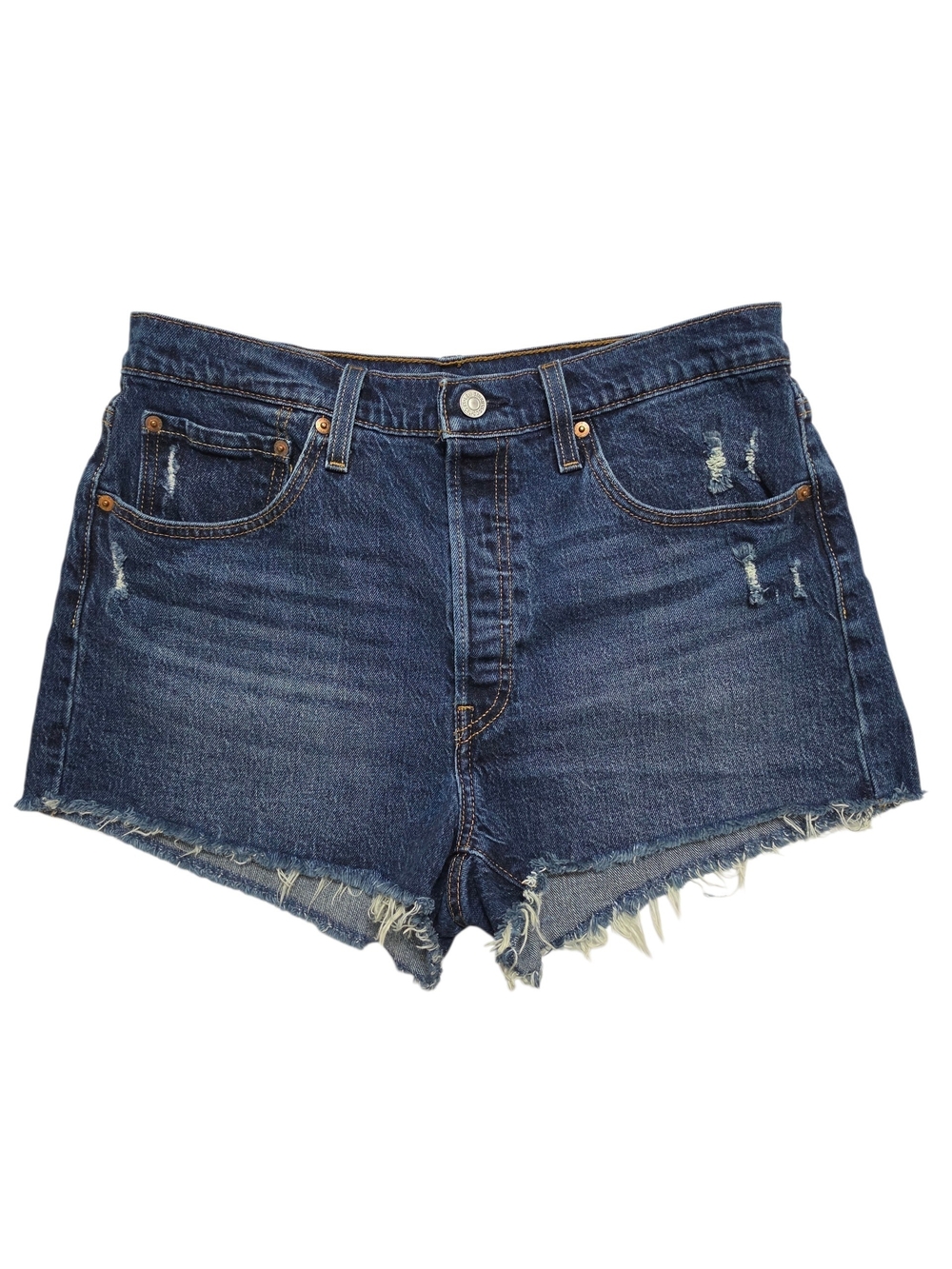 Levi's | 501 Original High Rise Cut-Off Denim Jean Shorts Dark Indigo Stretch